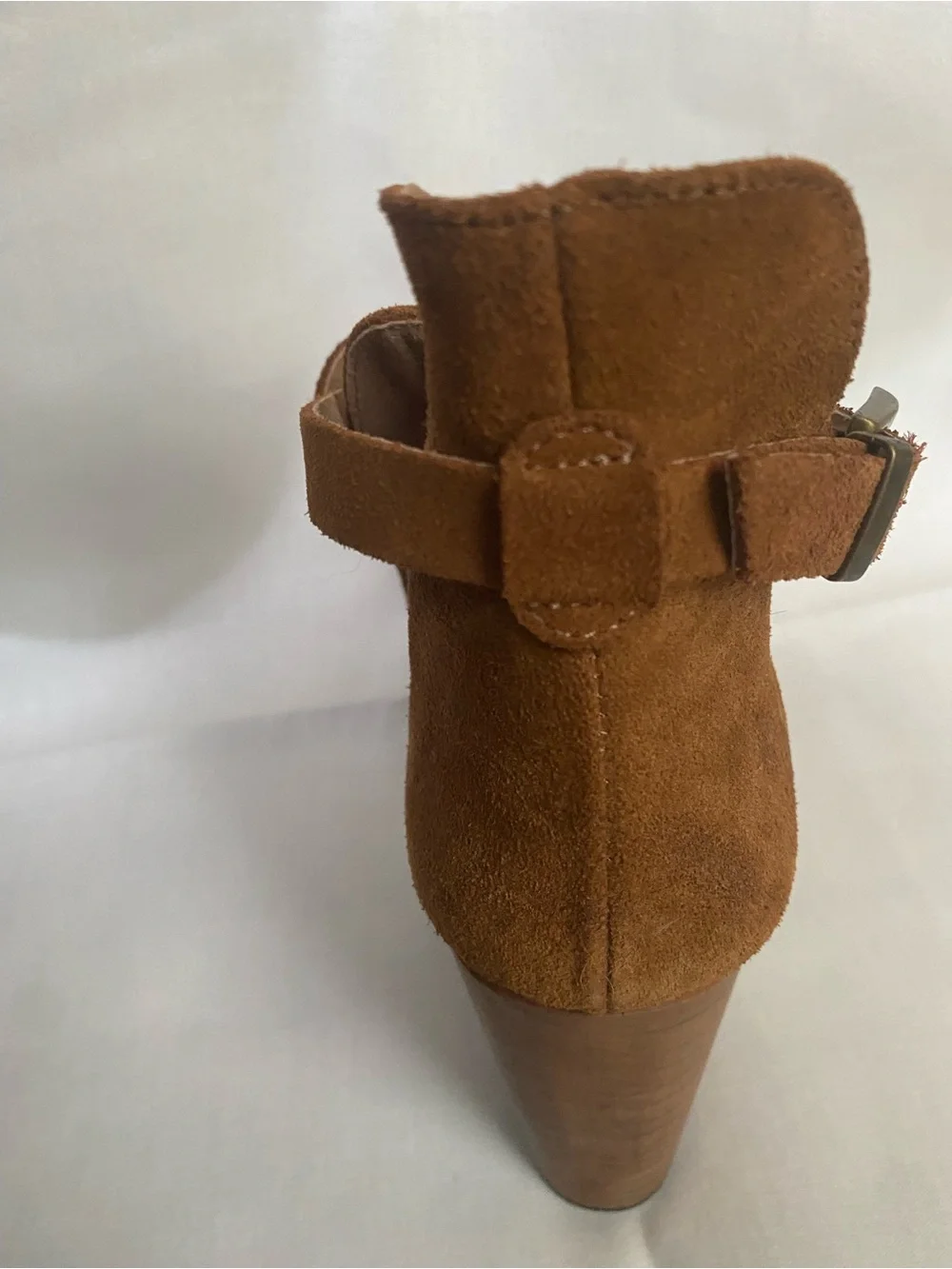 Free People Cedar Clogs Brown Suede Wooden Heel w/ Ankle Strap - Picture 3 of 8